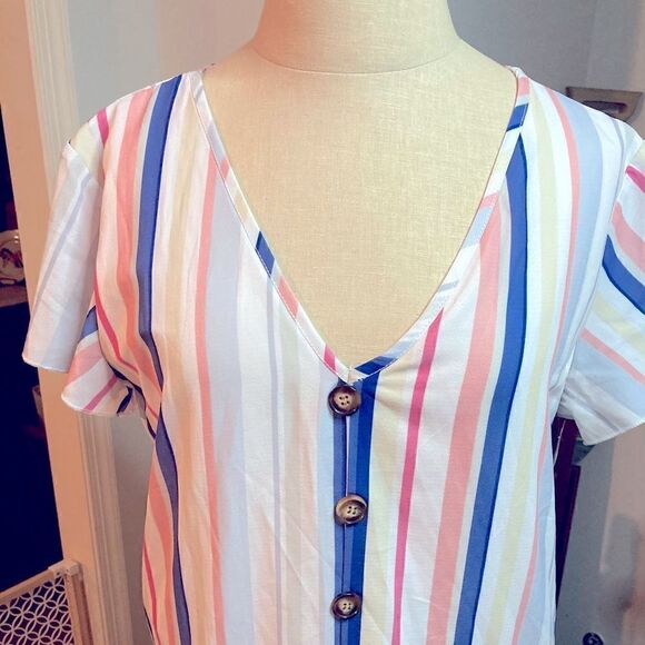 PRETTY GARDEN MULTI-STRIPED DRESS (SZ. M) - Picture 2 of 7